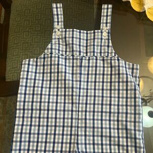 Blue and White Checkered Kids Overalls